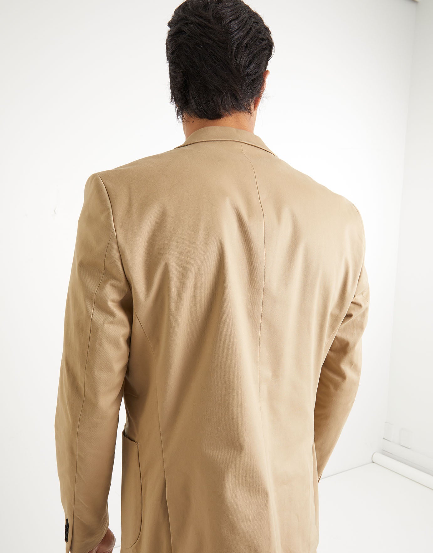 Slim Fit Cotton Blazer in Tan 
