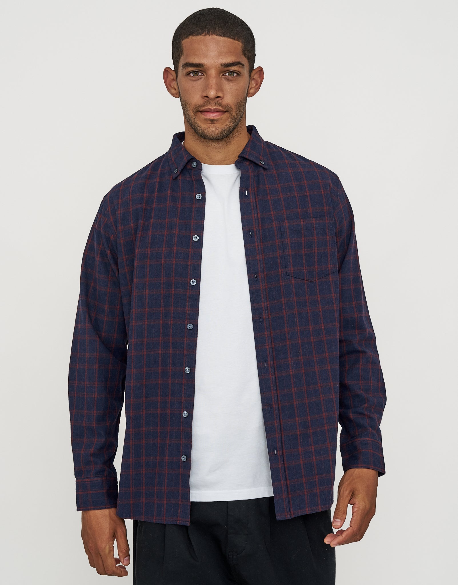 Script Check Oversized Long Sleeve Shirt in Black Check