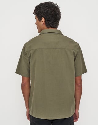 Cromwell Short Sleeve Shirt in Khaki Back