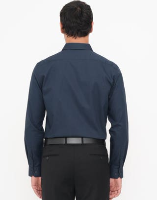 Cube Textured Business Shirt in Navy Back