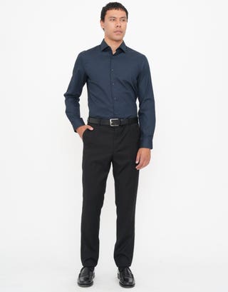 Cube Textured Business Shirt in Navy Detail2