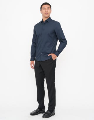 Cube Textured Business Shirt in Navy Full