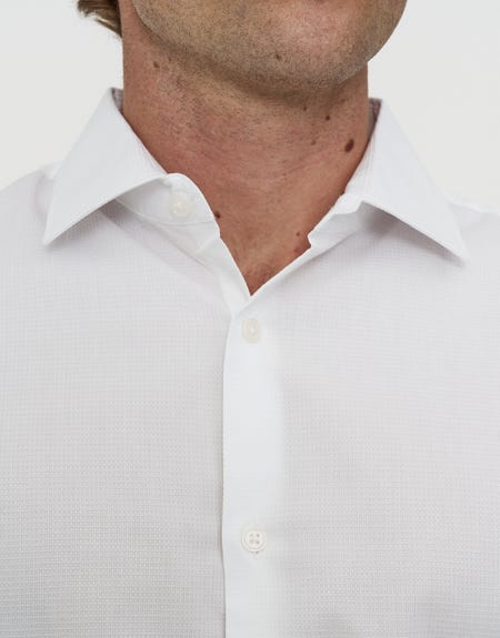 Cube Textured Dress Shirt in White | Hallensteins NZ