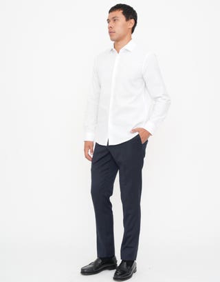 Cube Textured Business Shirt in White Full
