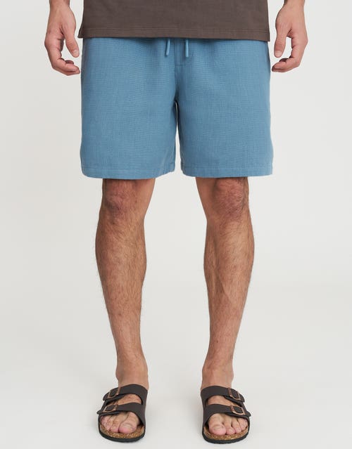 Textured Elastic Waist Shorts