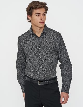 Ditsty Botanic Premium Business Shirt in Black Detail2