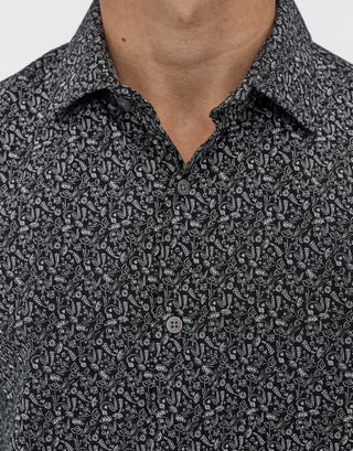 Ditsty Botanic Premium Business Shirt in Black Detail3