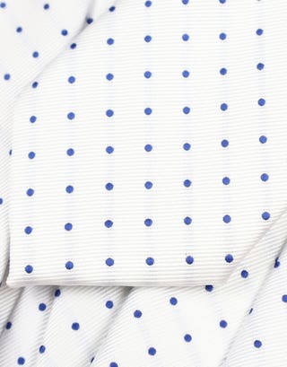 Dot Textured Slim Tie in Off White Full
