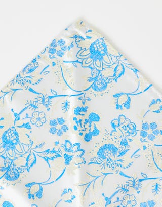 Floral Dove Pattern Pocket Square in White Full