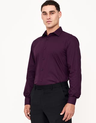 Easy Care Business Shirt in Burgundy Detail2