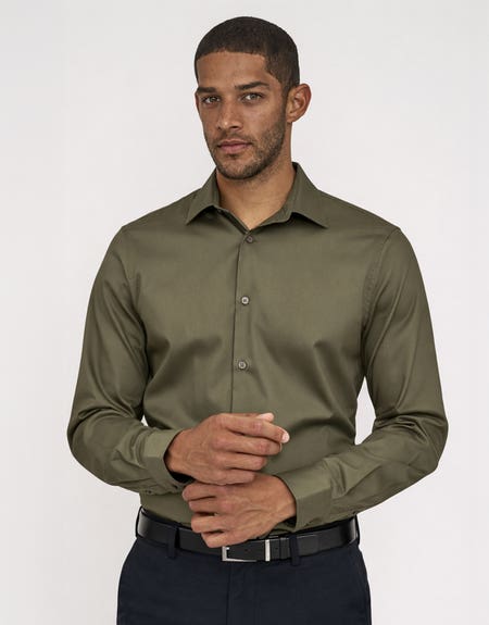 Easy Care Dress Shirt in Khaki | Hallensteins NZ