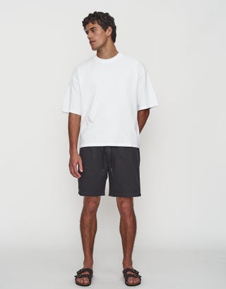 Easy Elastic Waist Shorts in Black Full