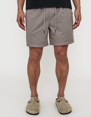 Easy Elastic Waist Shorts in Taupe Front
