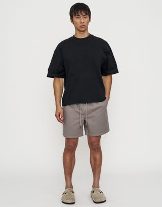 Easy Elastic Waist Shorts in Taupe Full