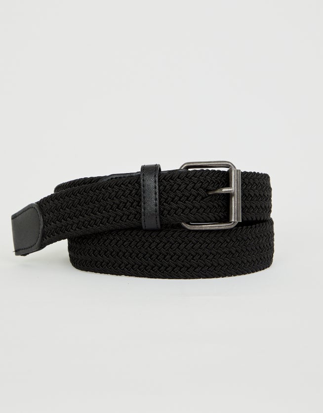 Elastic Woven Belt in Black | Hallensteins NZ