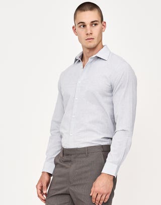 Textured Dress Shirt in Light Grey Detail2