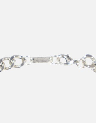 Engraved Flat Curb Chain Bracelet in Vintage Silver Back