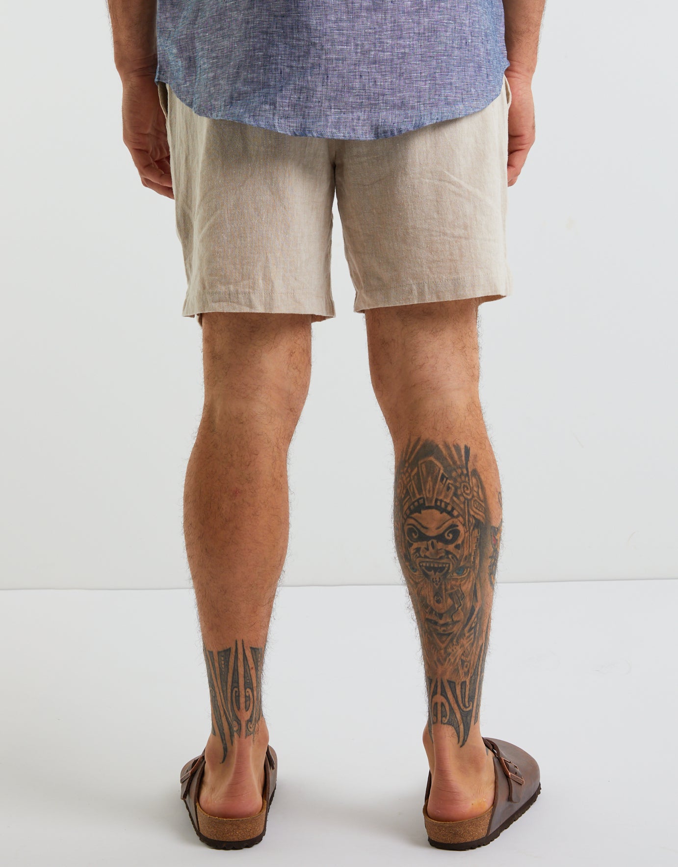 Elastic Waist Linen Slim Fit Shorts in 