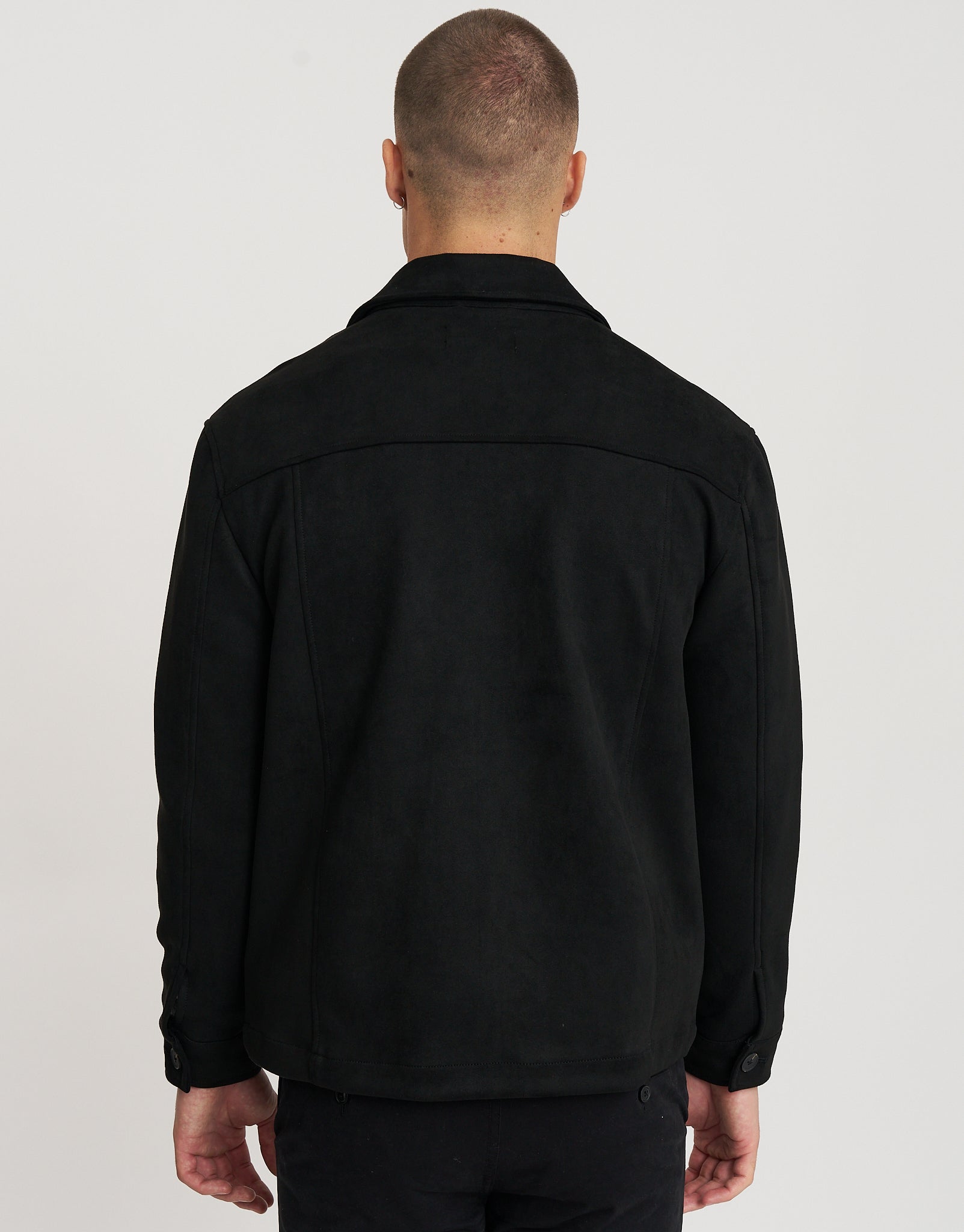 Faux Suede Smart Jacket in Black | Hallensteins NZ