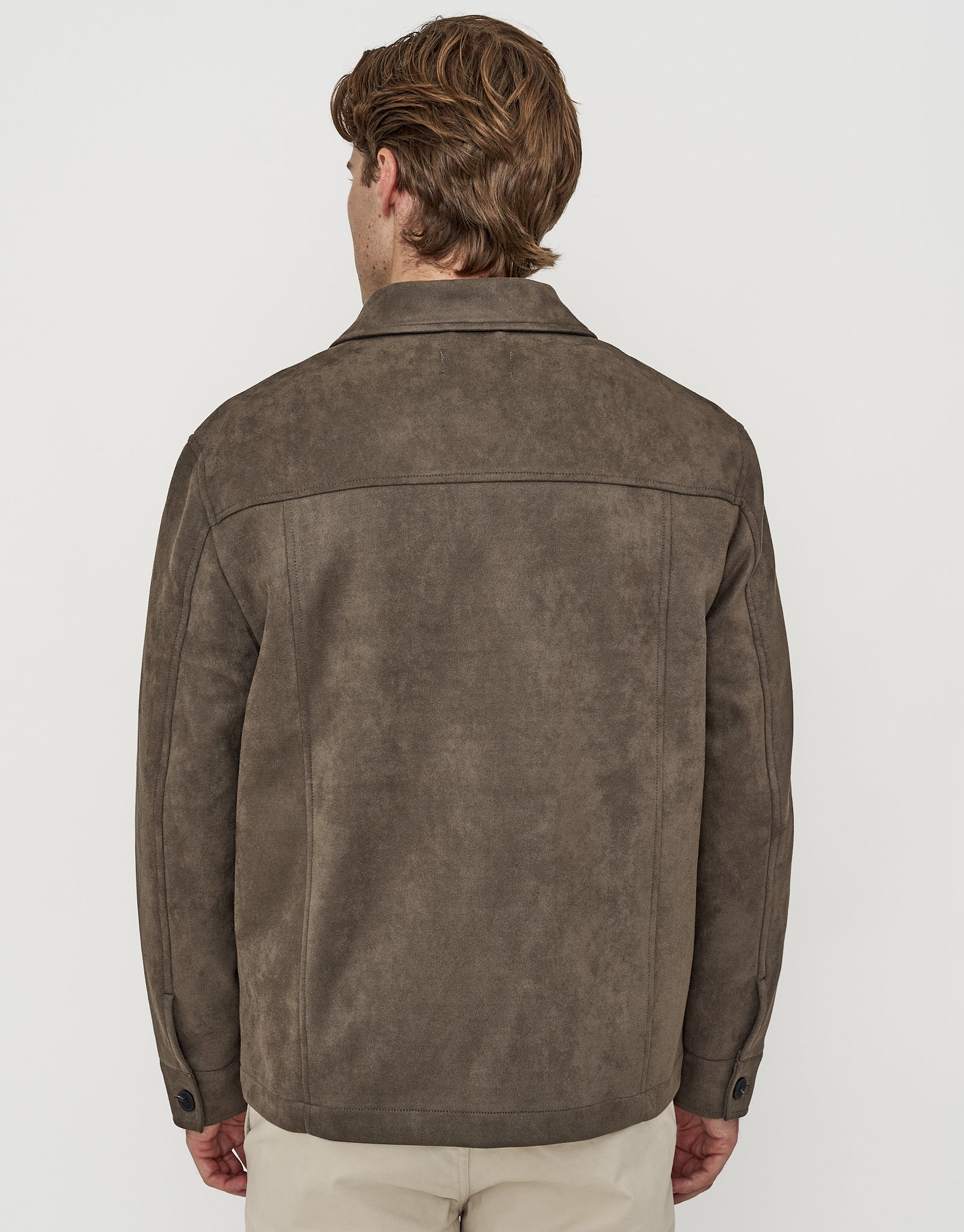 Faux Suede Smart Jacket in Khaki | Hallensteins NZ