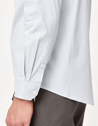 Thin Stripe Premium Business Shirt in Green Detail2