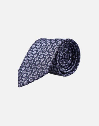 Geo Floral Slim Tie in Purple Front