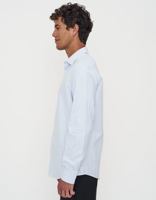 Grid Pattern Dress Shirt in Lt Blue Detail2