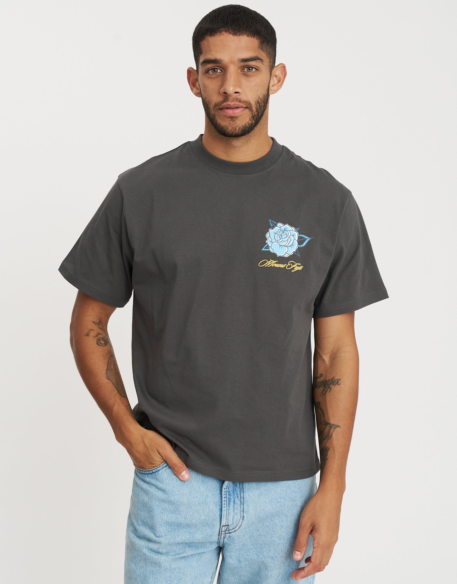 Honshu Dragon Relaxed Fit T Shirt in Pewter Grey | Hallensteins AU