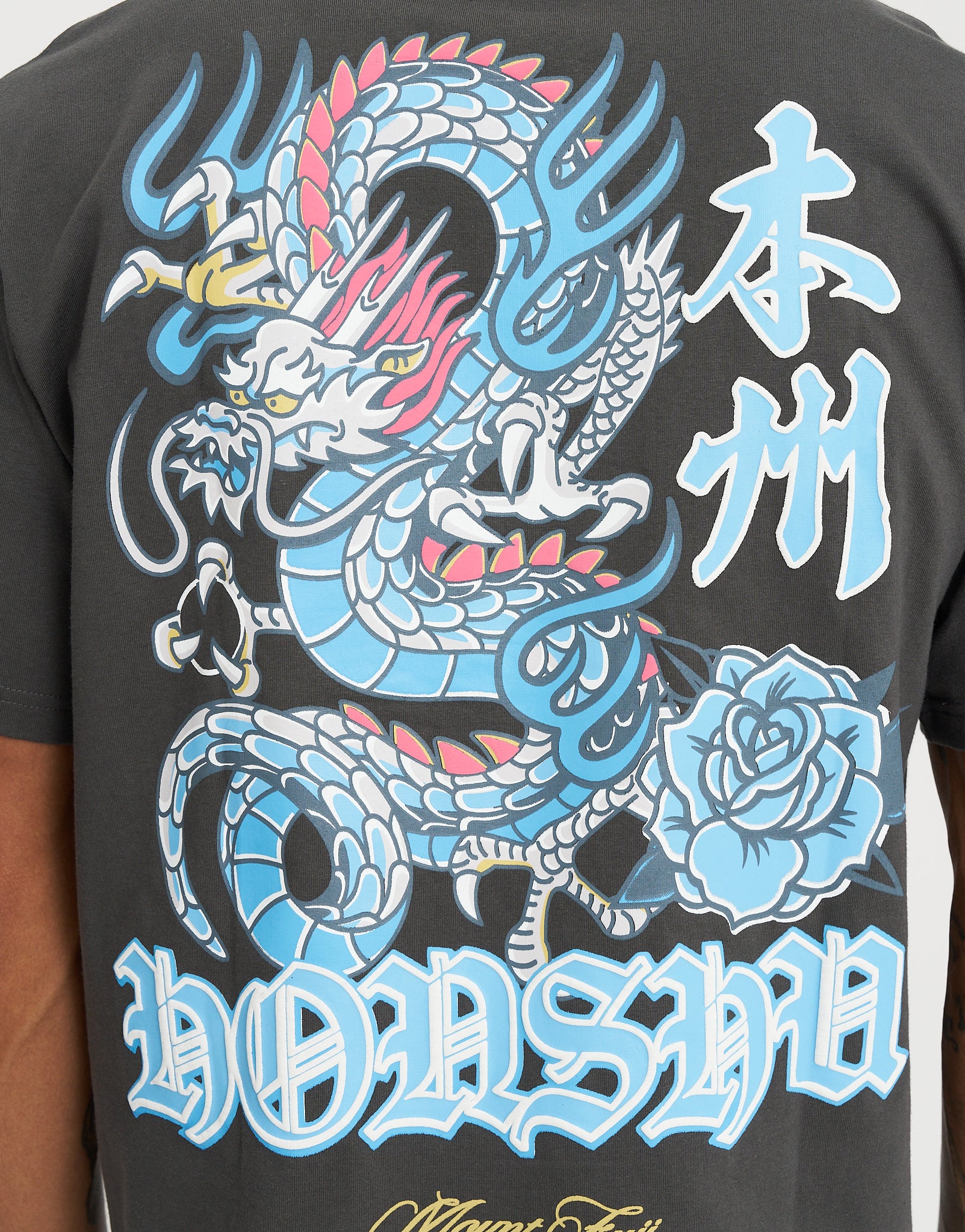 Honshu Dragon Relaxed Fit T Shirt in Pewter Grey | Hallensteins AU