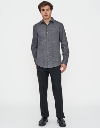 Houndstooth Premium Business Shirt in Black Full