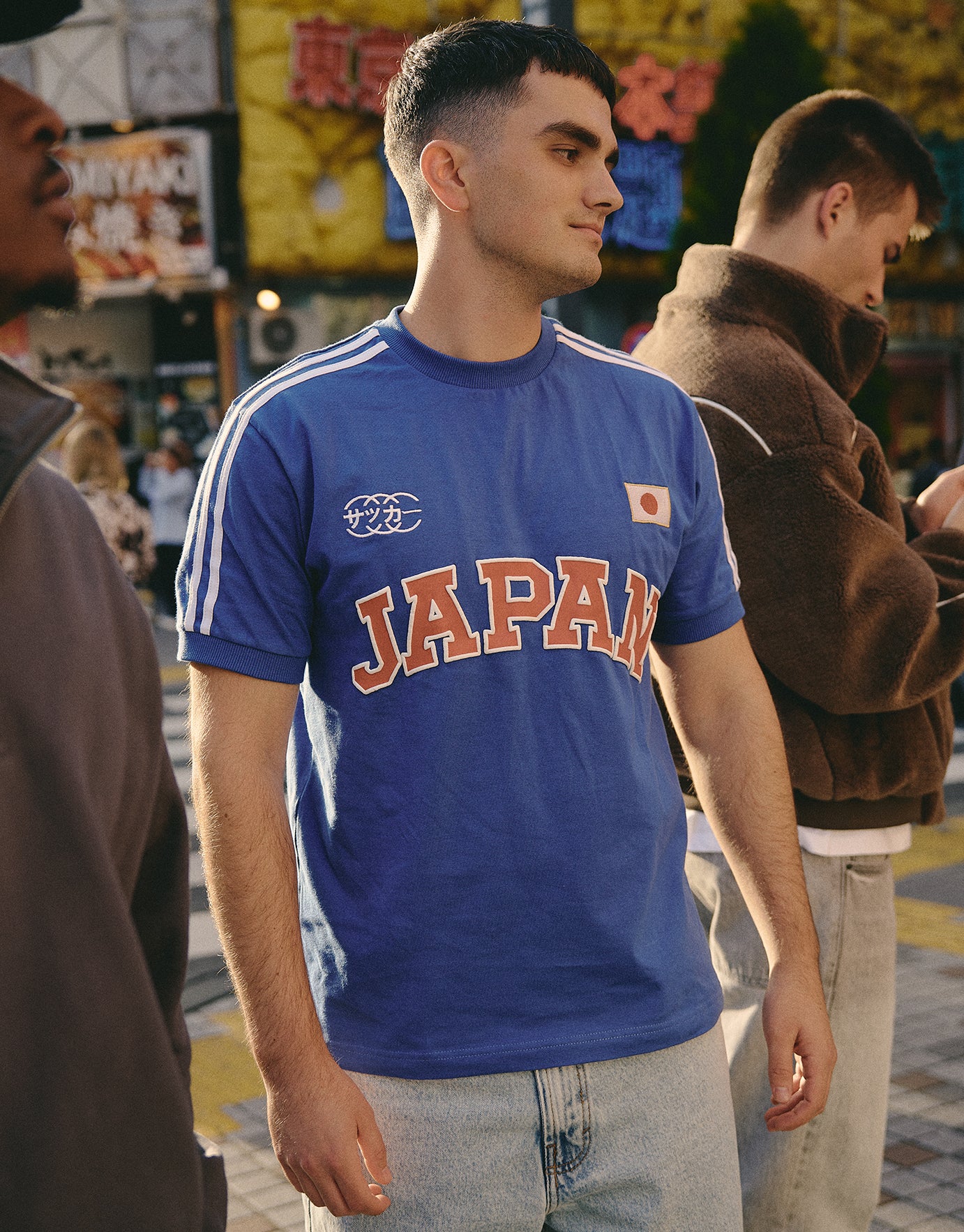 トップス ENDS and MEANS Shirts Made in Japan Retro Japan Football T Shirt in Ultramarine | Hallensteins NZ