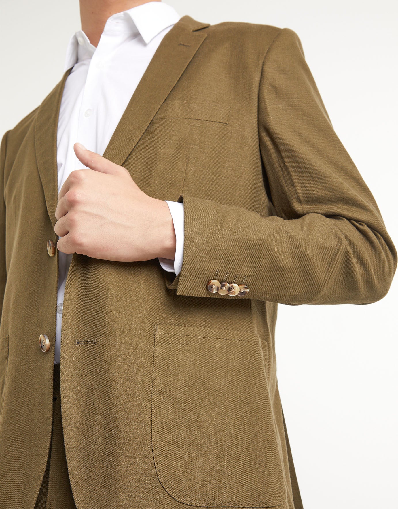 Linen Blend Slim Fit Suit Jacket in 