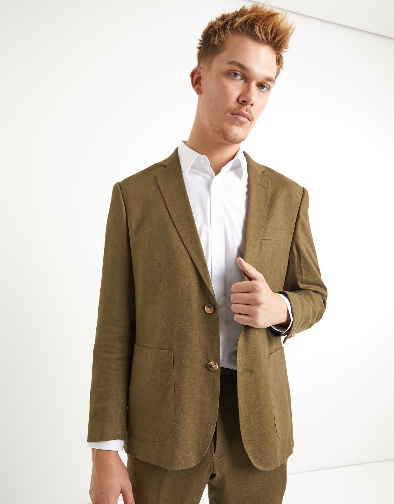 Linen Blend Slim Fit Suit Jacket in 
