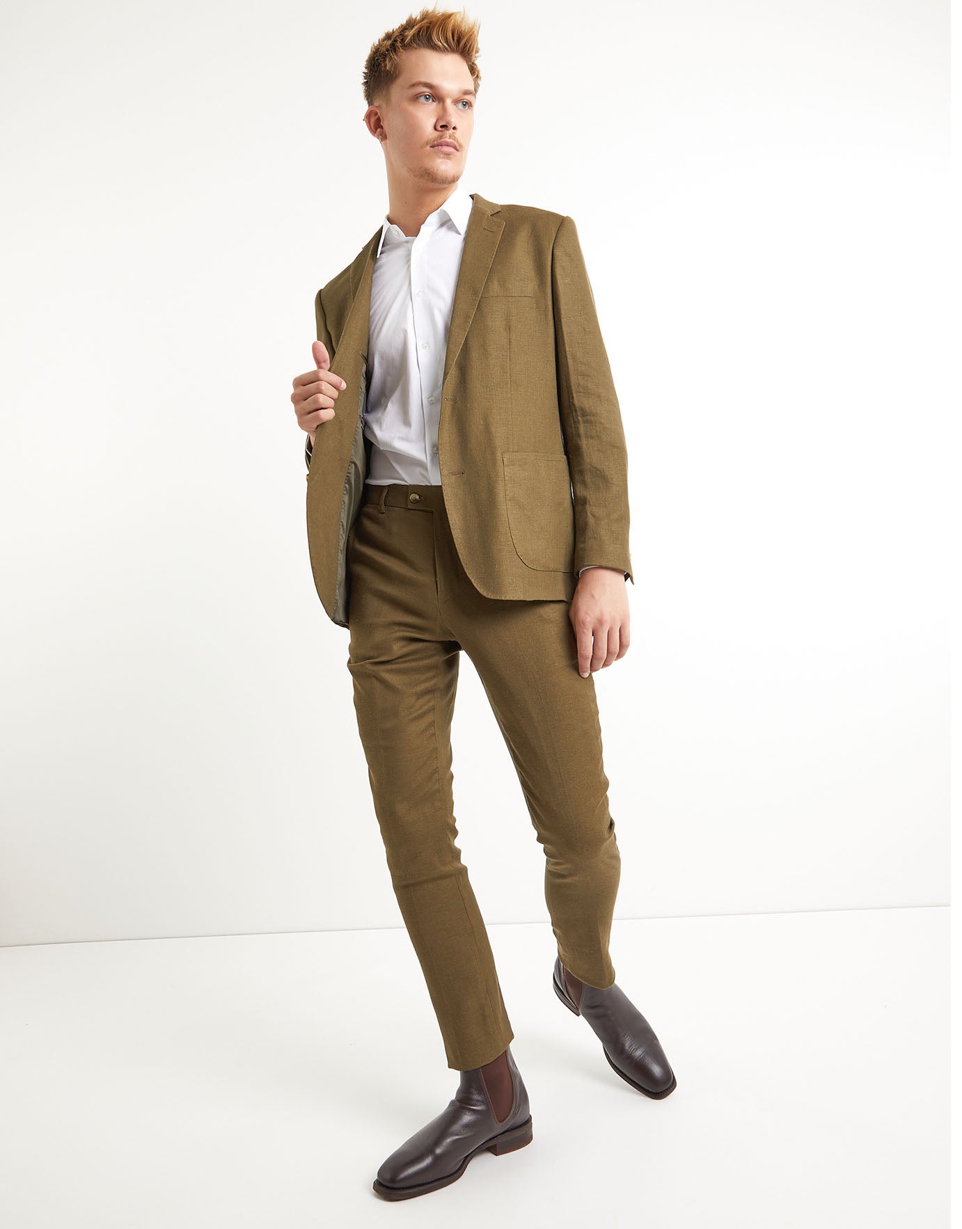 Linen Blend Slim Fit Suit Jacket in 