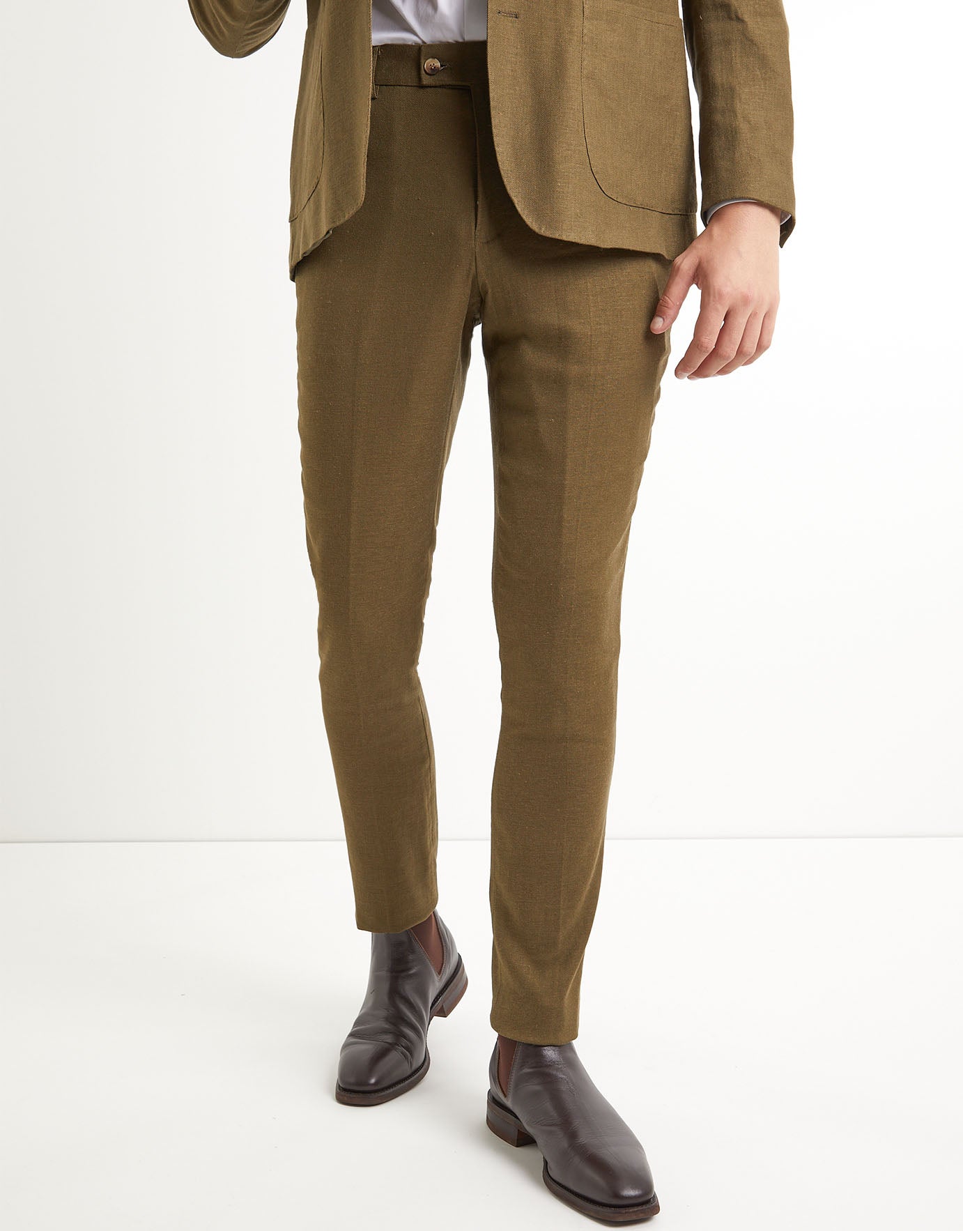 Linen Blend Slim Fit Suit Pants in 