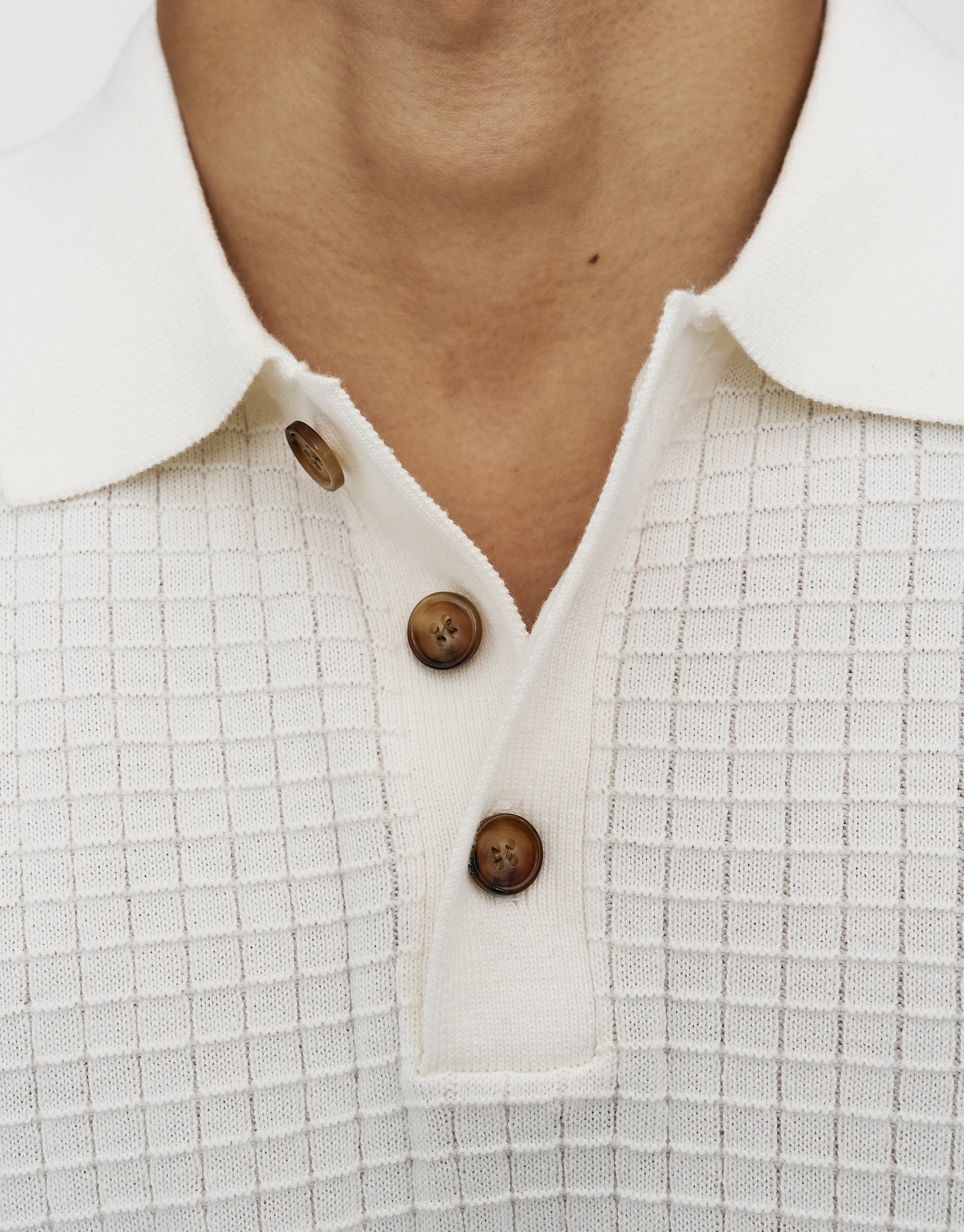 Waffle Short Sleeve Polo in Snow | Hallensteins AU