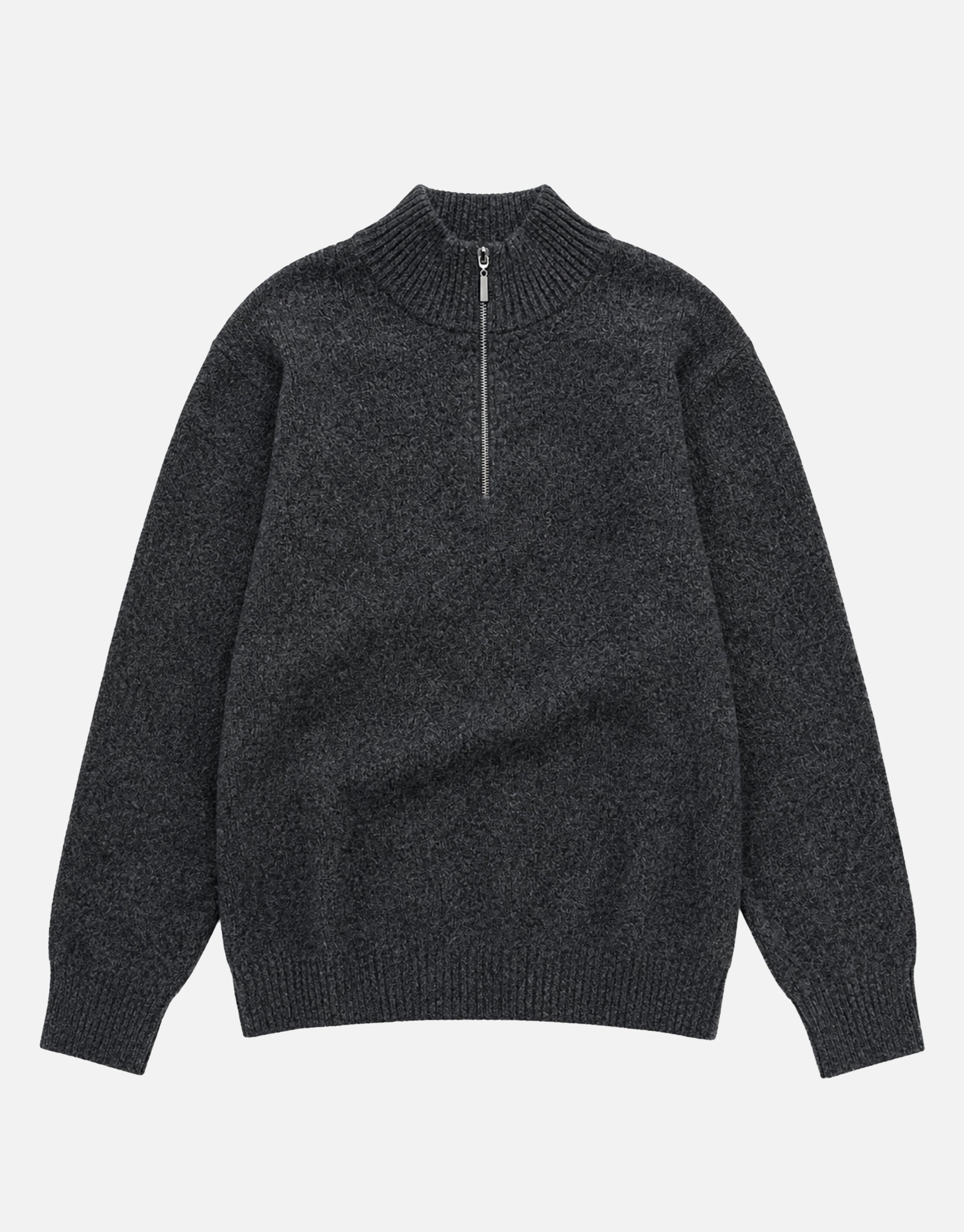 トップス andequal docking lib knit CHARCOAL Lambswool Quarter Zip in Charcoal | Hallensteins NZ