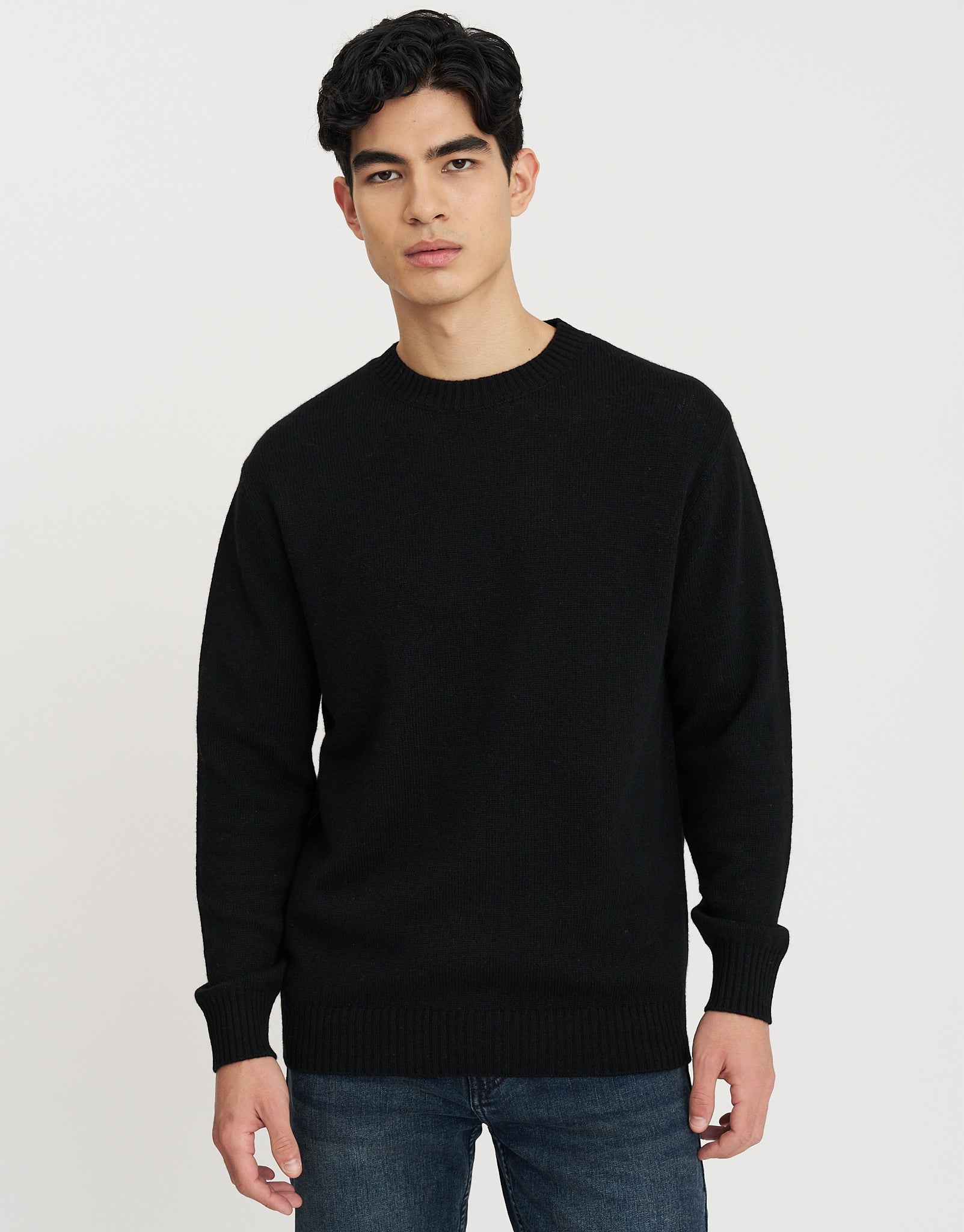 100% Wool Crew Neck Knit in Black | Hallensteins NZ