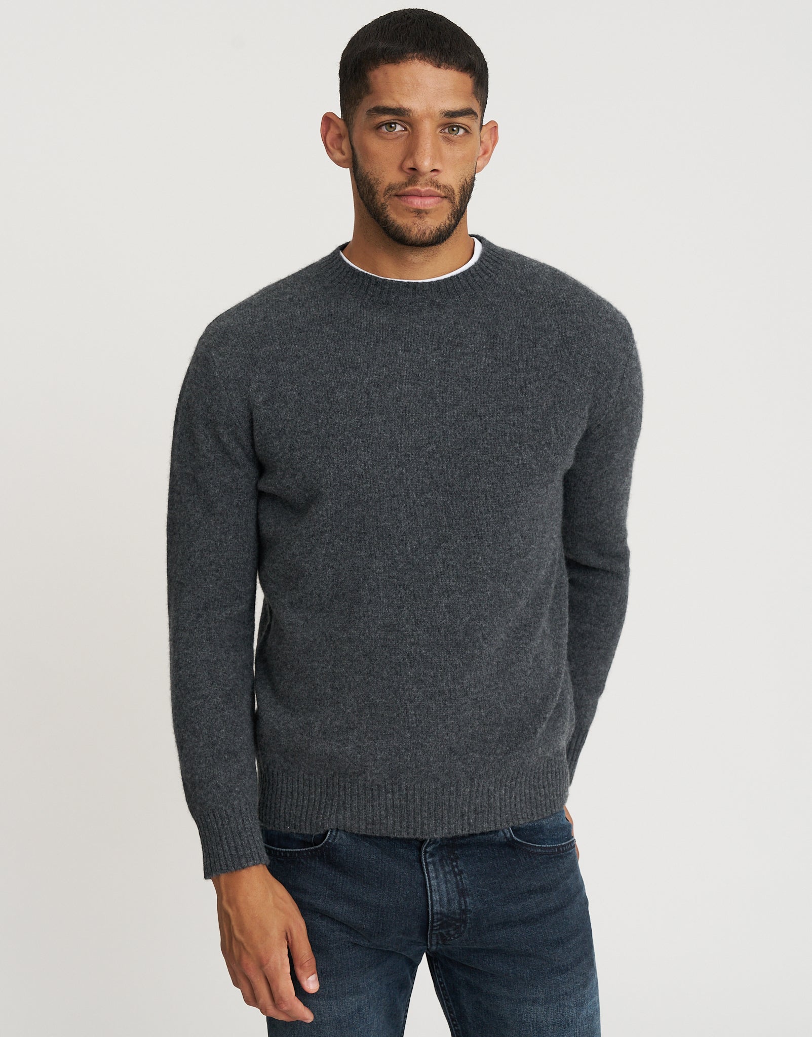 100% Wool Crew Neck Knit in Steel | Hallensteins NZ