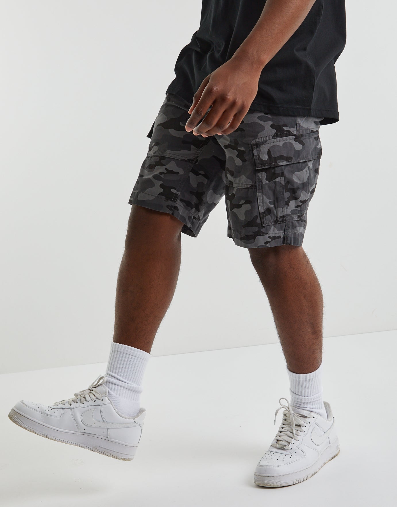 Black Camo Cargo Shorts