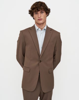 Levine Slim Fit Suit Jacket in Deep Taupe Detail2