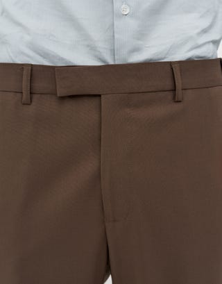 Levine Slim Fit Suit Pants in Deep Taupe Detail2