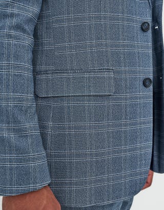 Check Slim Fit Suit Jacket in Light Blue Detail2