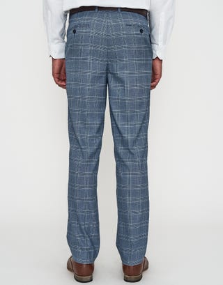 Check Slim Fit Suit Pants in Light Blue Back