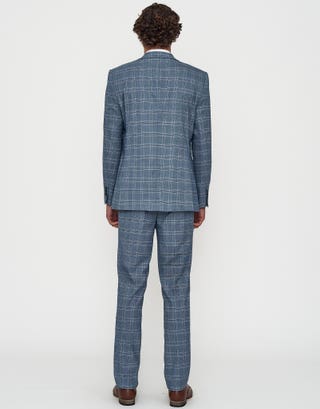 Check Slim Fit Suit Pants in Light Blue Detail2