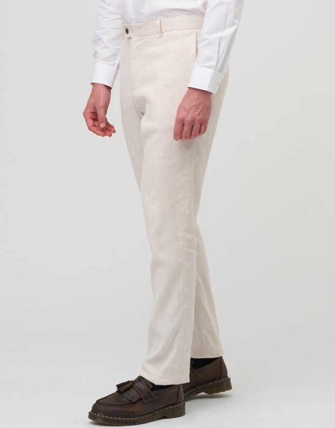 Linen Blend Suit Pants in Oat Hallensteins NZ