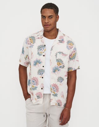 Lotus Short Sleeve Shirt in Ecru Front
