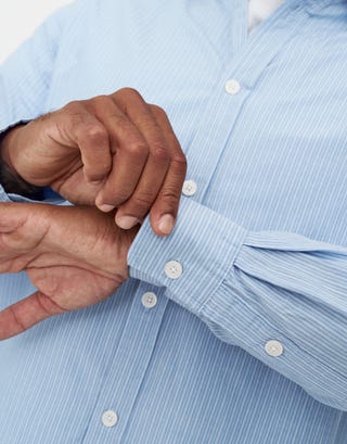 Malone Striped Long Sleeve Shirt in Lt Blue Detail2