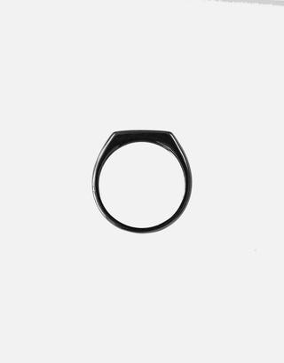 Matte Silver Signet Ring in Gun Black Full