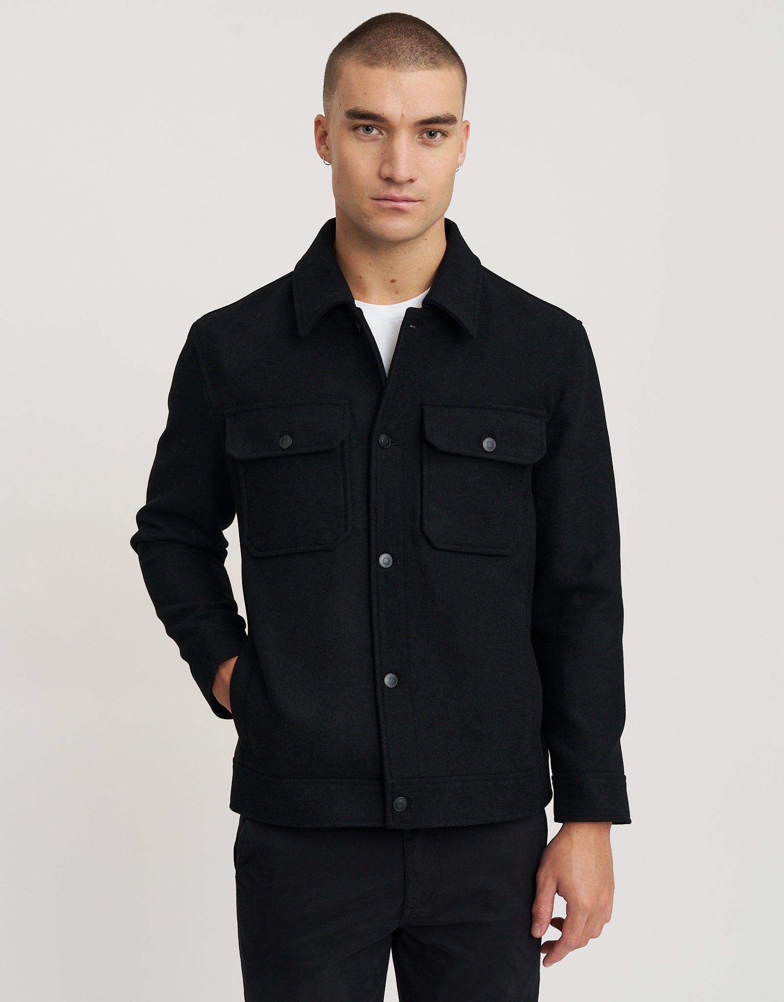 Melton Zip Through Jacket in Charcoal | Hallensteins NZ
